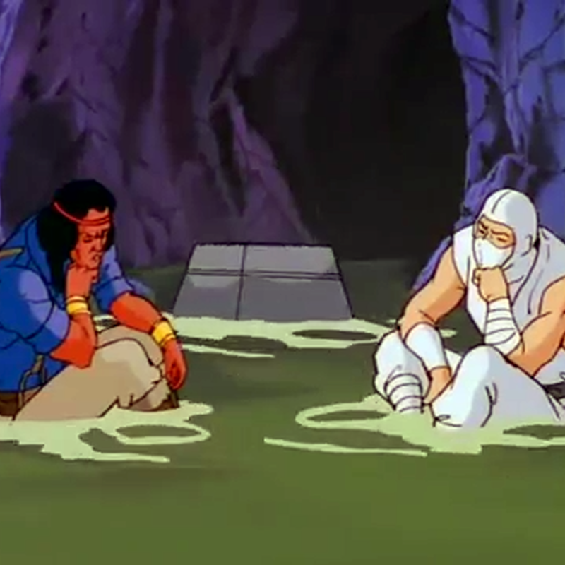 Hasbro GI Joe's Spirit and Cobra's Storm Shadow Meditating Incorrectly
